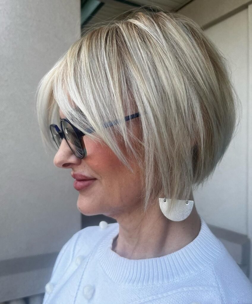 Straight Choppy Bob with Creamy Blonde Balayage