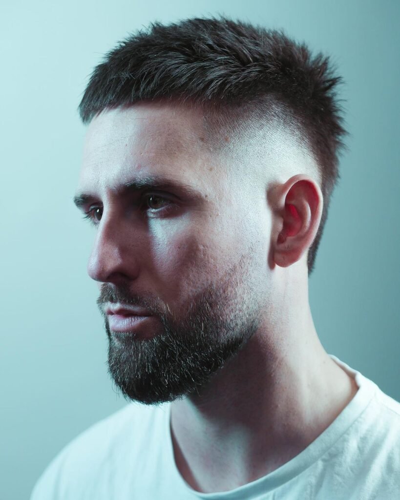 Men's buzz cut with shaved sides