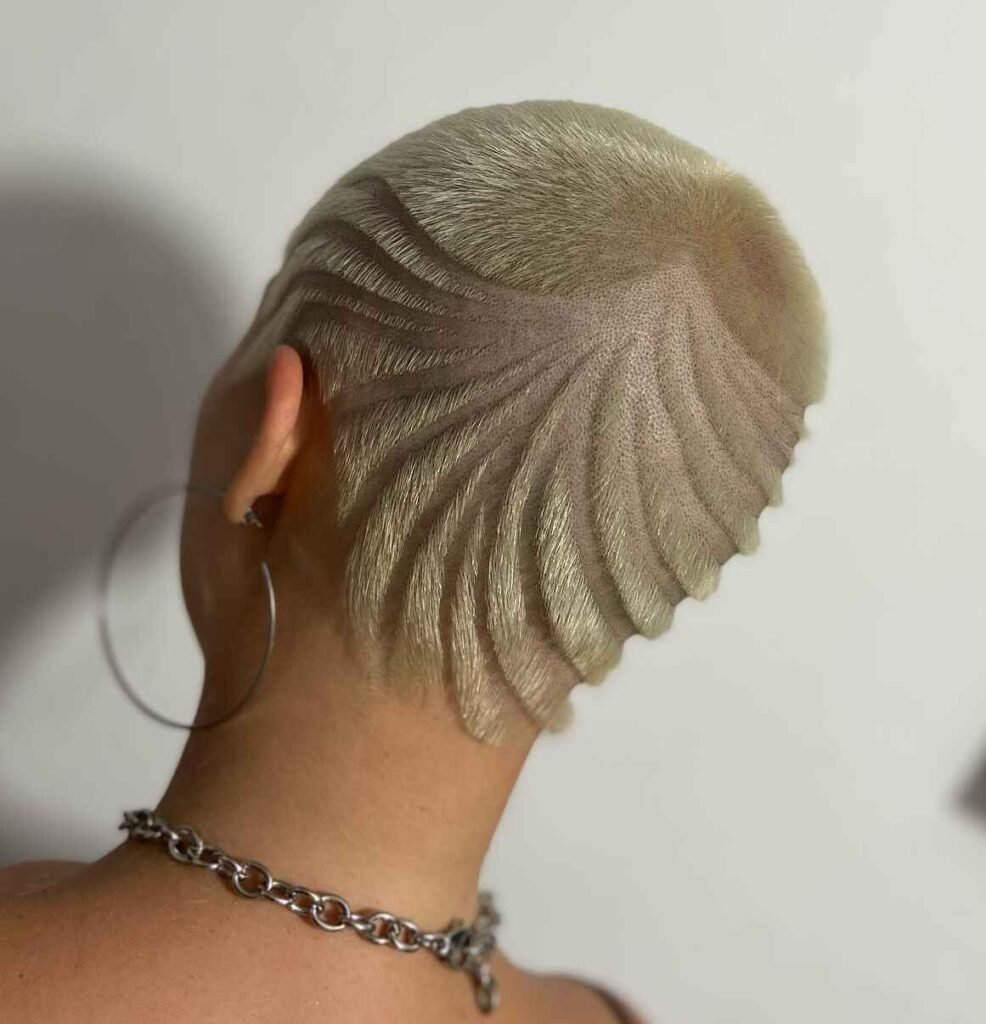 Intricately Carved Blonde Buzz Cut