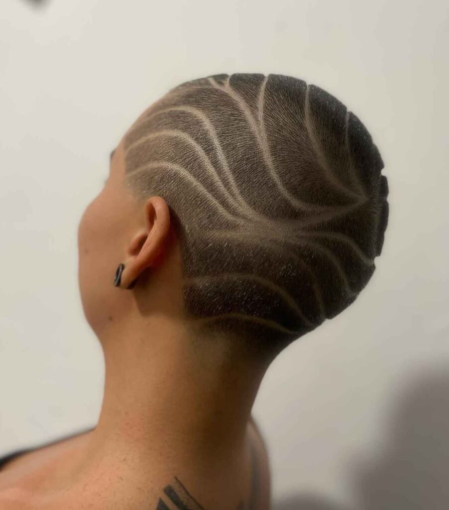 Brunette Crop Covered with Lines