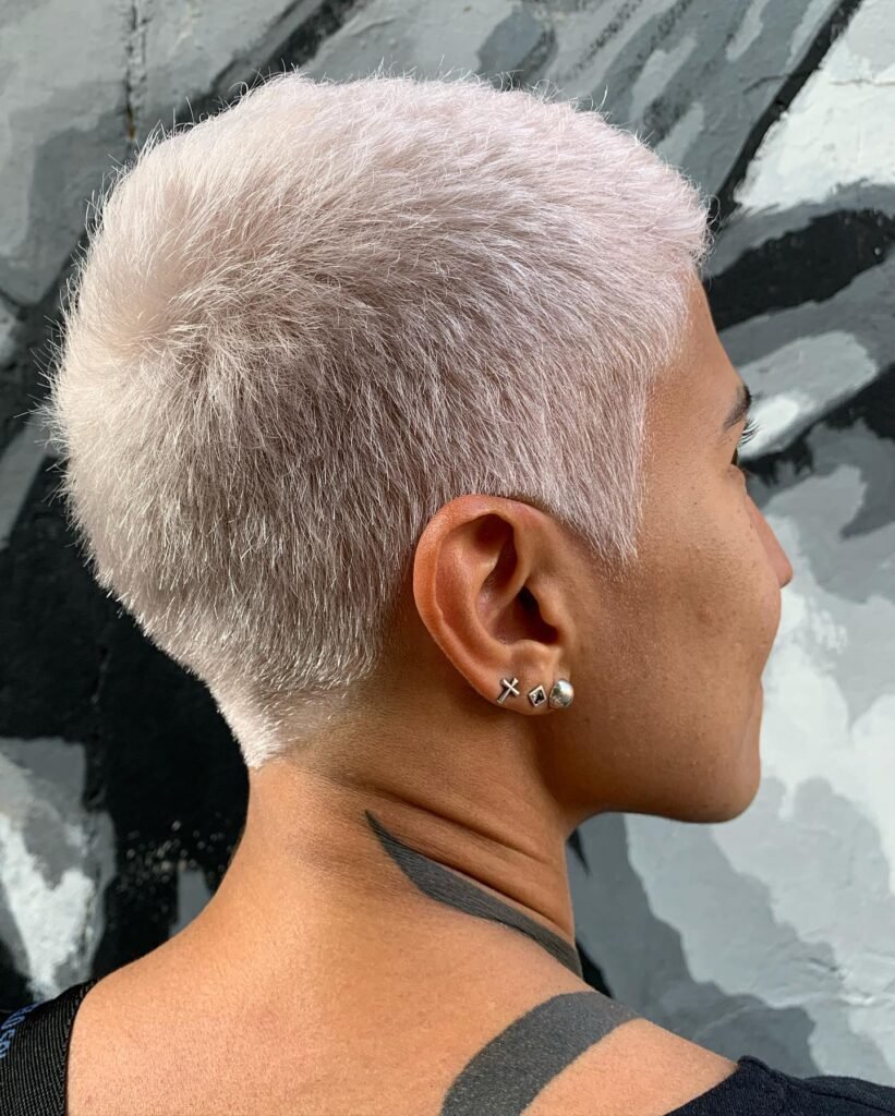 Bleached Buzz Cut for Coarse Hair