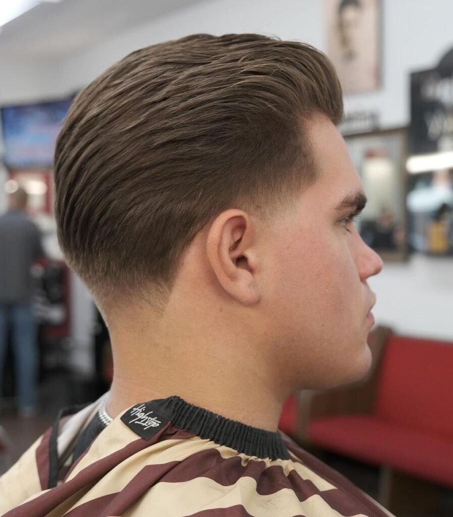 Pompadour with taper fade