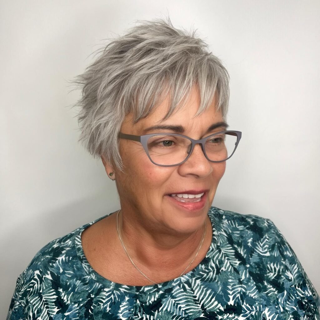 Sassy Textured Pixie for Silver Hair