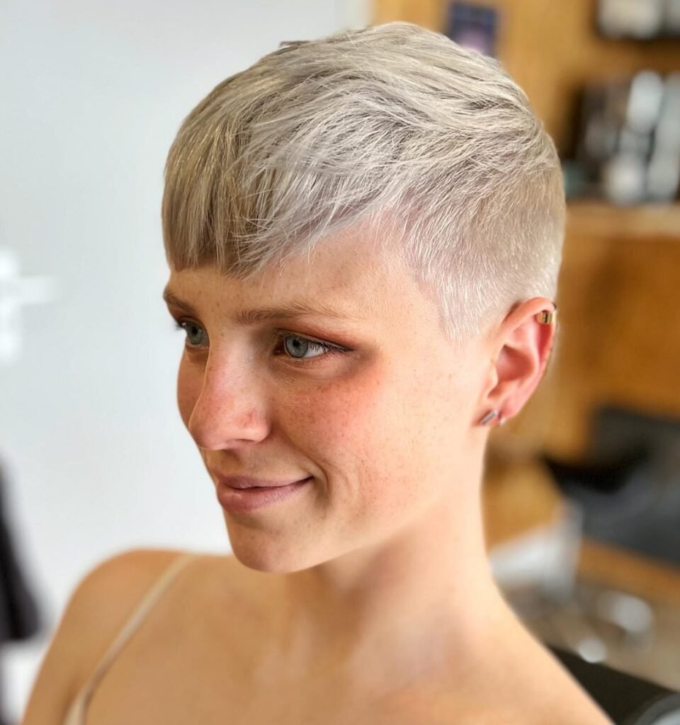 Women's Buzz Cut with Bangs and Long Crown