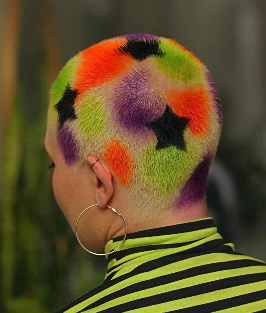 Neon Star-Studded Buzz Cut