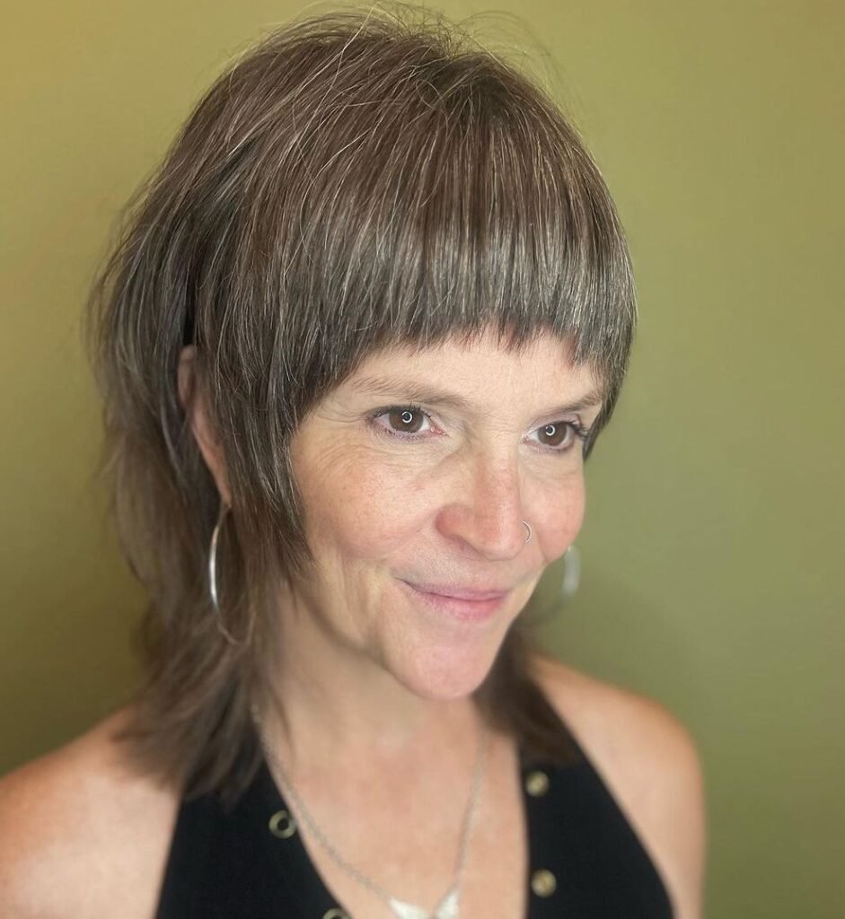 Shoulder-Length Shag with Graphic Fringe