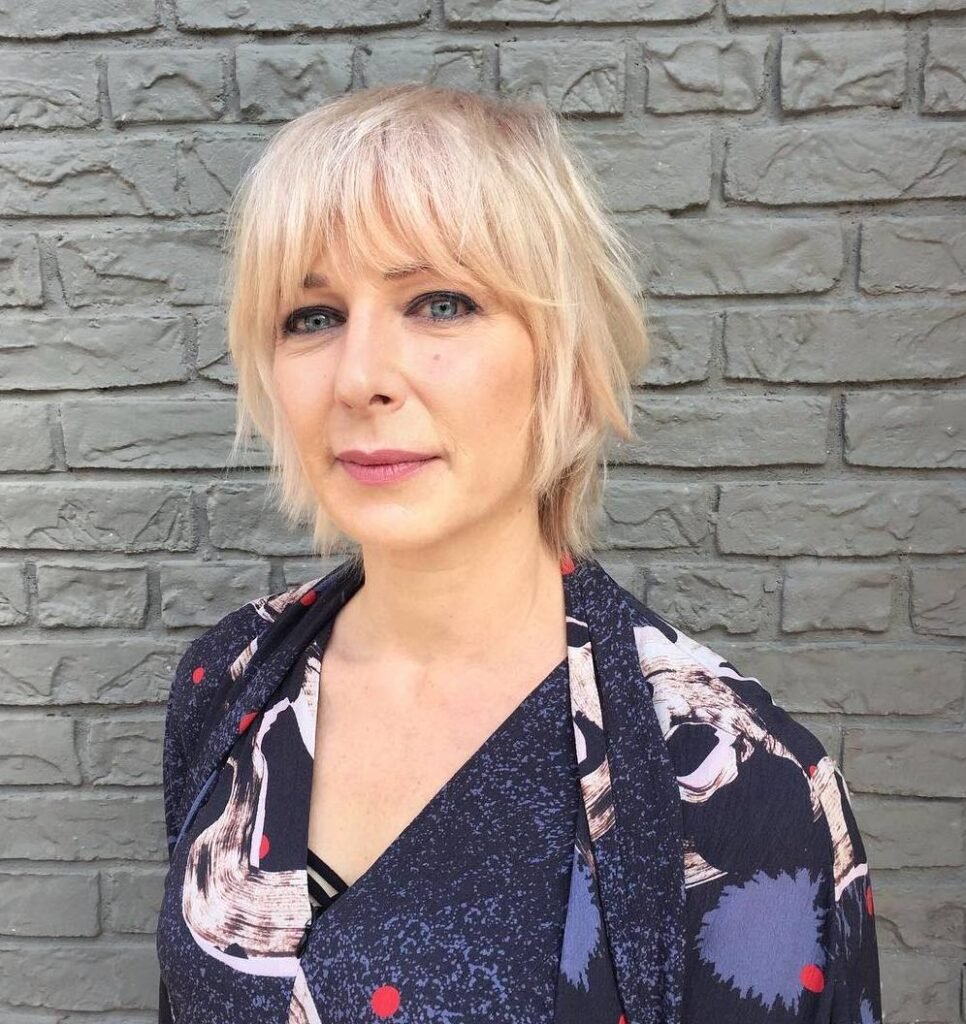 Platinum Blonde Layered Bob