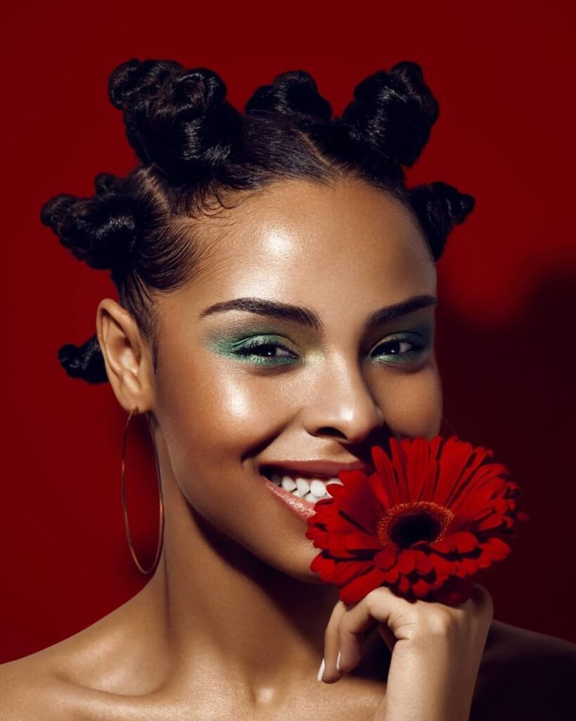 Bantu Knots With Straight Hair