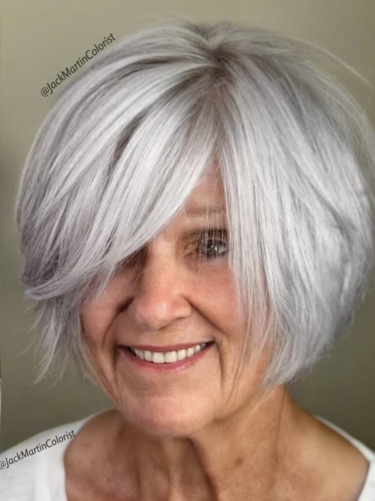 Voluminous Bob with Side-Swept Bangs