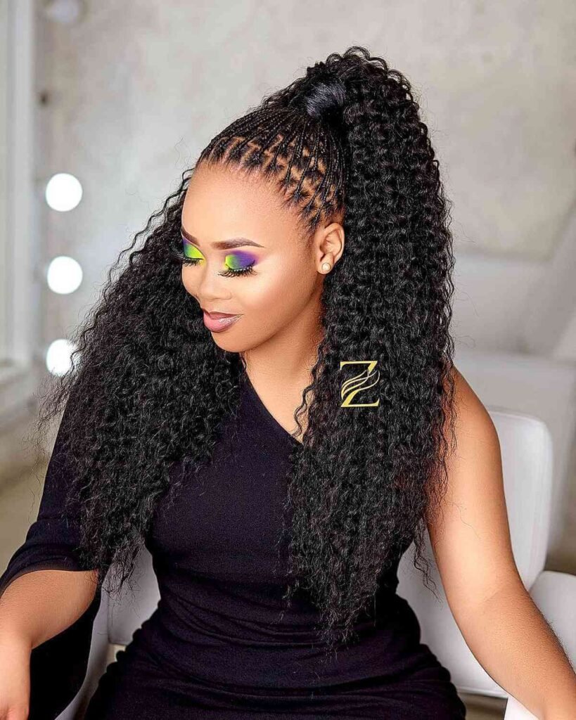Amazing Braids with Relaxed Long Curls