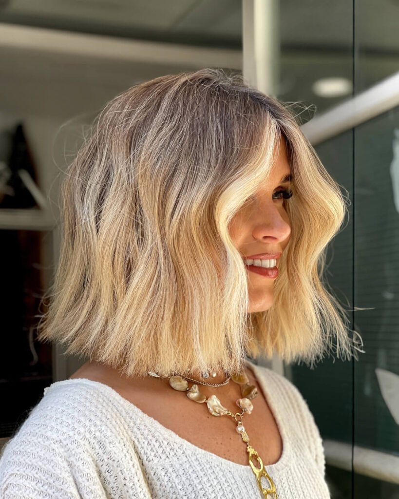 Soft Wavy Long Blunt Bob