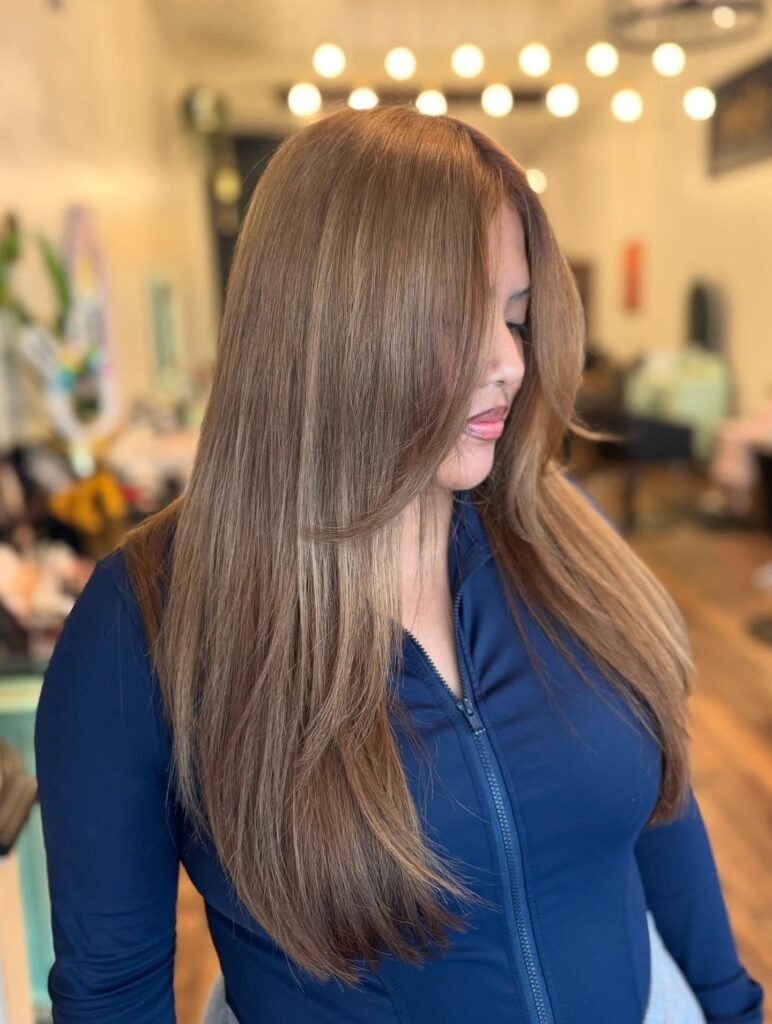 Sleek Honey Brown Layers with Subtle Shine