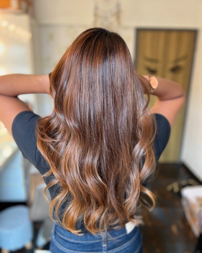 Long Honey Brown Layers with Warm Copper Glow